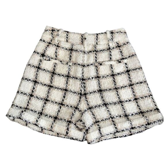 Anine Bing Tweed Becky Short In Beige Plaid Size 34 (Small) - Picture 7 of 9